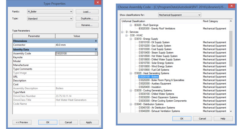 Revit categories and classification systems