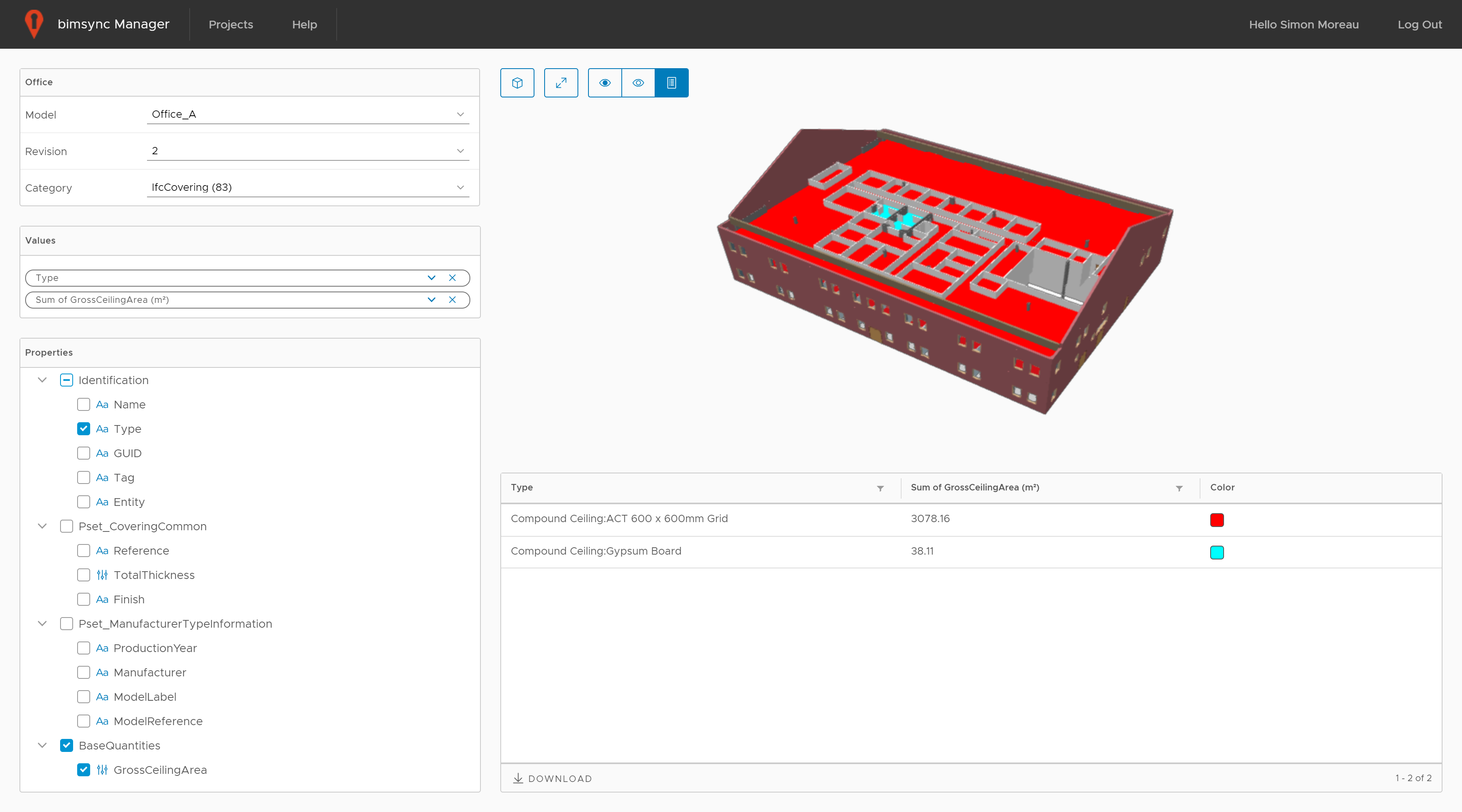 bimsyncManager Quantity Take-Off