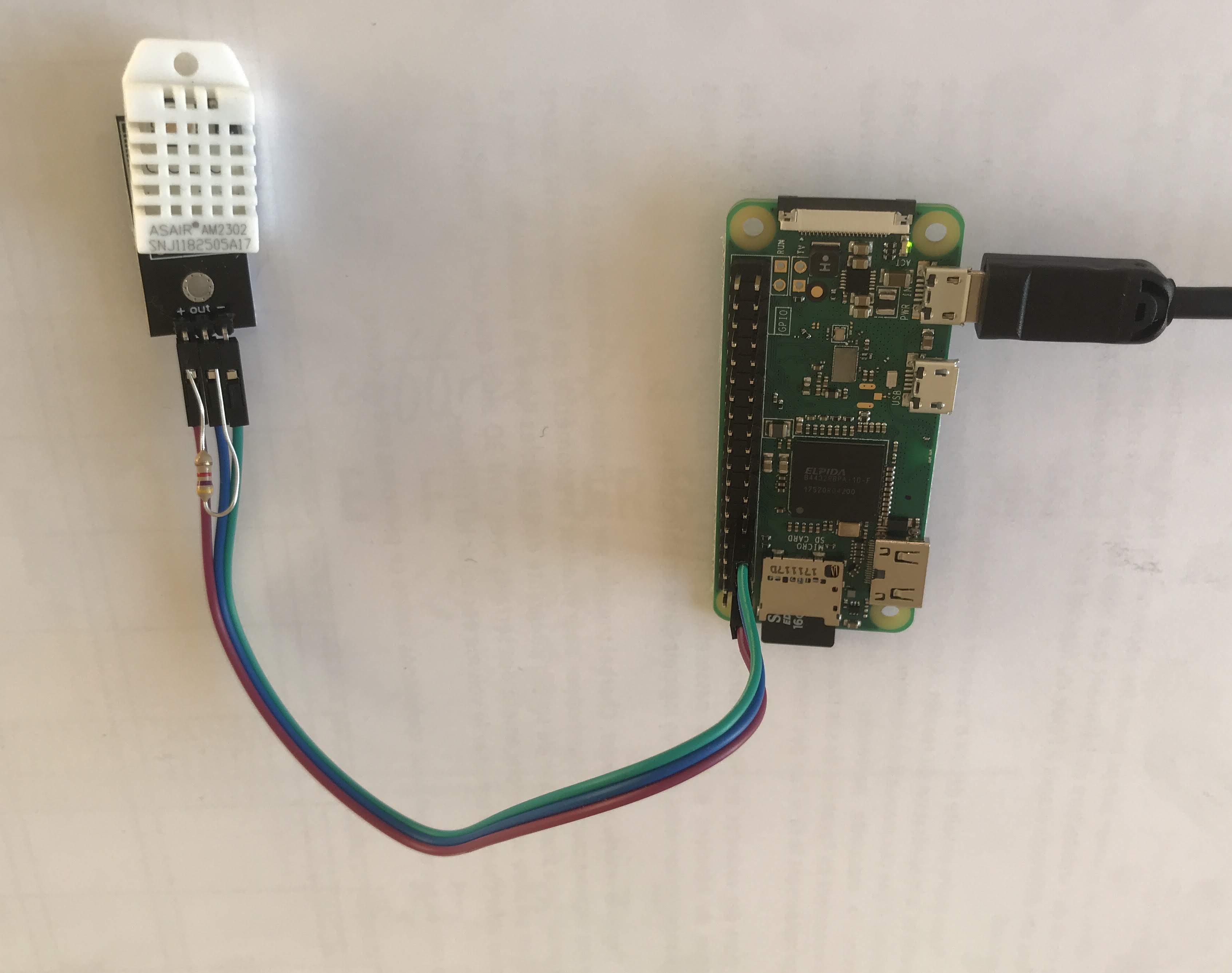 The Raspberry Pi with its attached sensor
