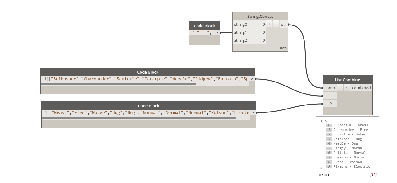 Using String.Concat through the List.Combine node