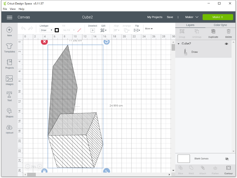 The design in Cricut Design Space