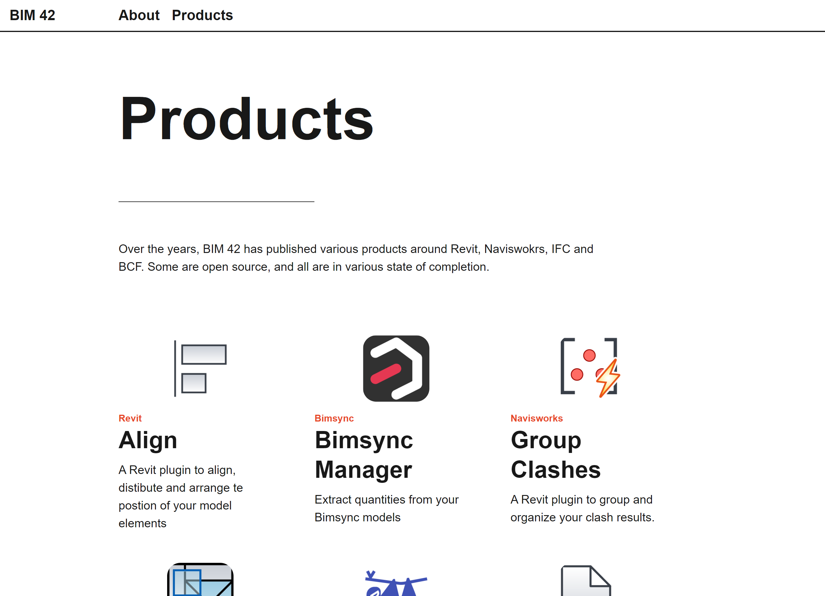 The Products page